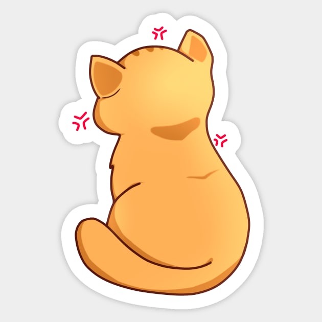 Kawaii Angry Cat from the backside, Cat Lover Sticker by logiamerch